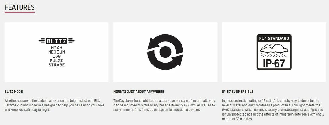 LIGHT COMBOS Blackburn Dayblazer 550 Front + Dayblazer 65 Rear Bike Light Set