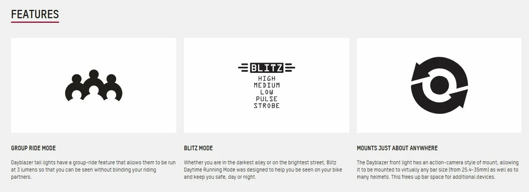 LIGHT COMBOS Blackburn Dayblazer 550 Front + Dayblazer 65 Rear Bike Light Set