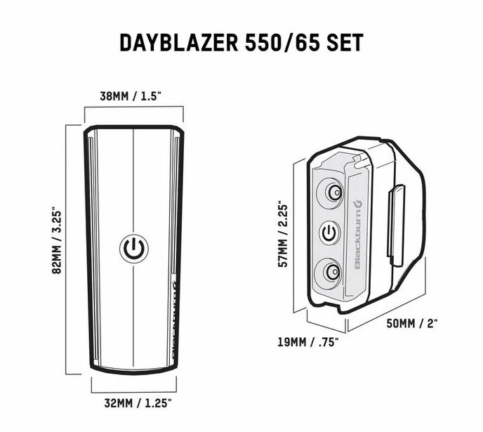 LIGHT COMBOS Blackburn Dayblazer 550 Front + Dayblazer 65 Rear Bike Light Set
